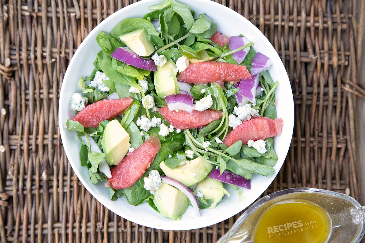 Avocado & Blue Cheese Watercress Salad with Homemade Grapefruit Vinaigrette Dressing