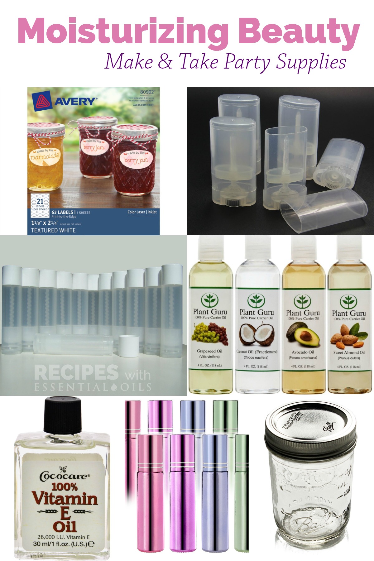 Moisturizing Beauty Make and Take Party Supplies from RecipeswithEssentialOils.com
