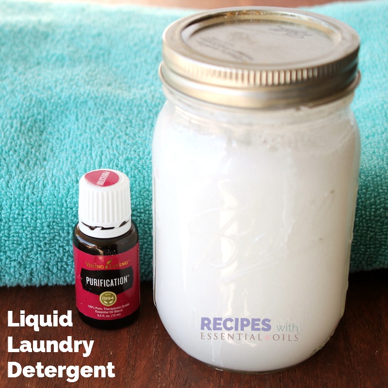 Homemade Liquid Laundry Detergent from RecipeswithEssentialOils.com