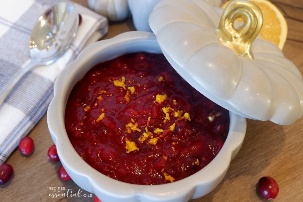 spiced cranberry sauce using essential oils